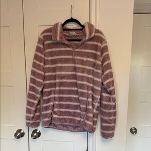 Cozy Striped Pink Fleece Sweater